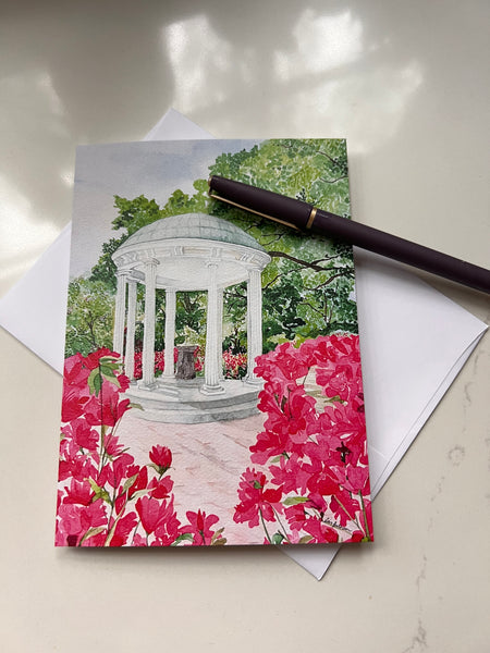 UNC congratulations card  / framable card art / card for University of North Carolina grad, graduation card, Old Well at UNC Chapel Hill