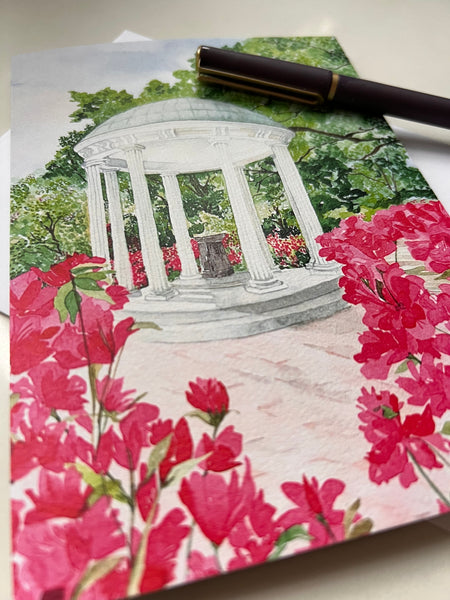 UNC congratulations card  / framable card art / card for University of North Carolina grad, graduation card, Old Well at UNC Chapel Hill