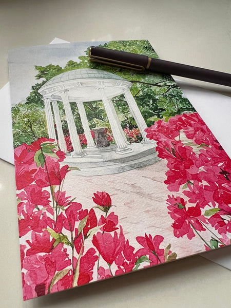 UNC congratulations card  / framable card art / card for University of North Carolina grad, graduation card, Old Well at UNC Chapel Hill