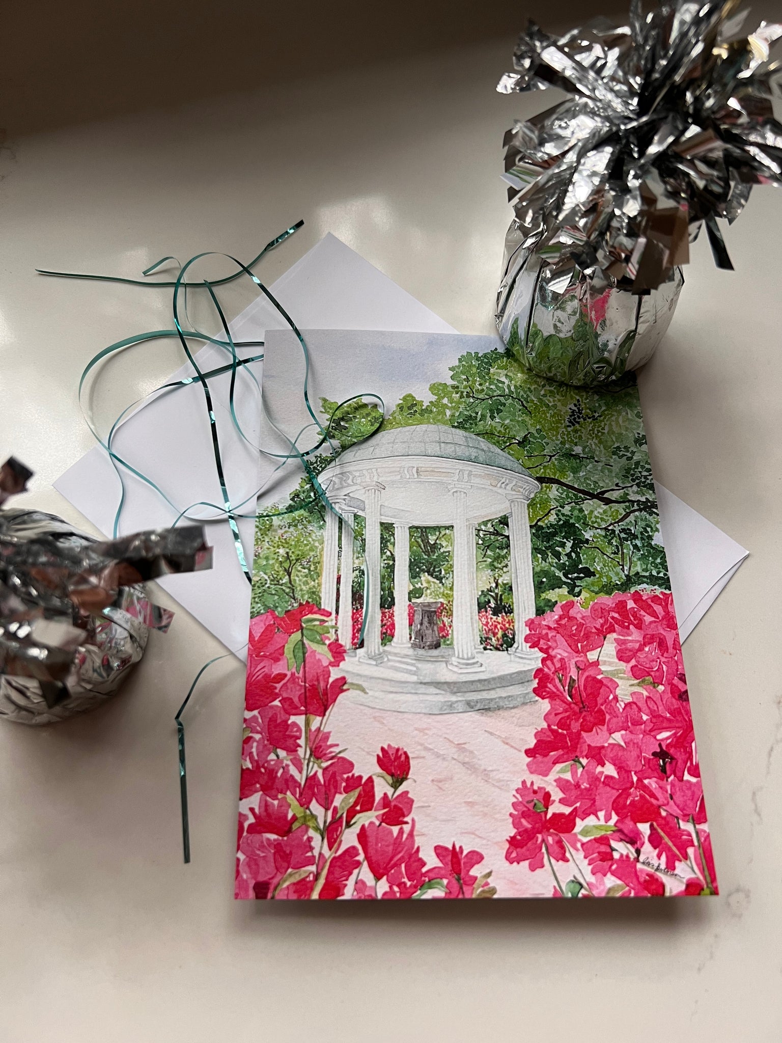 UNC congratulations card  / framable card art / card for University of North Carolina grad, graduation card, Old Well at UNC Chapel Hill