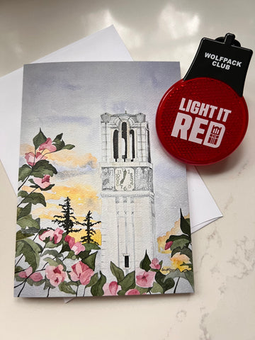 NC State University congratulations card  / framable card art / card for NCSU grad, graduation card, NC State Bell tower, Memorial Belltower