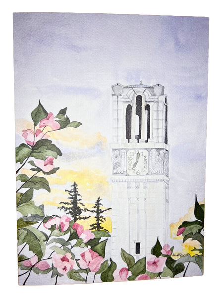 NC State University congratulations card  / framable card art / card for NCSU grad, graduation card, NC State Bell tower, Memorial Belltower