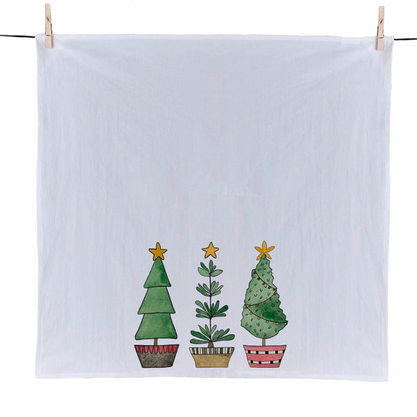 Three Trees Christmas towel, flour sack towel, Christmas gift, Hostess gift, Christmas Kitchen decor, Christmas trees, Kitchen towel