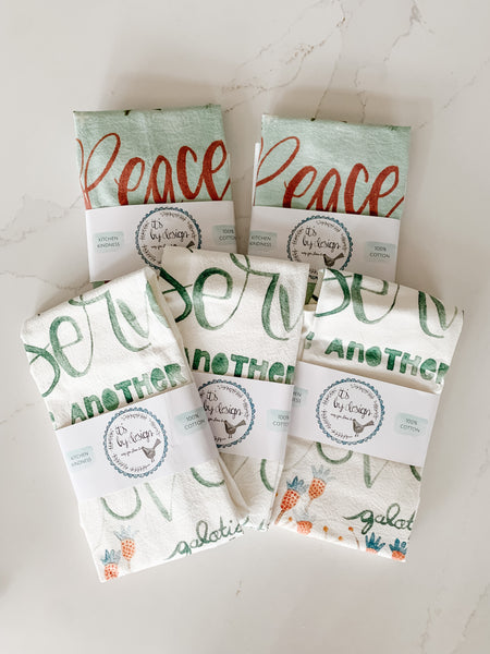Set of 5 Kitchen Towels, Cotton Flour Sack Towels, You Pick five of any design, Hostess gifts, Christmas Foodie gift, Housewarming gifts