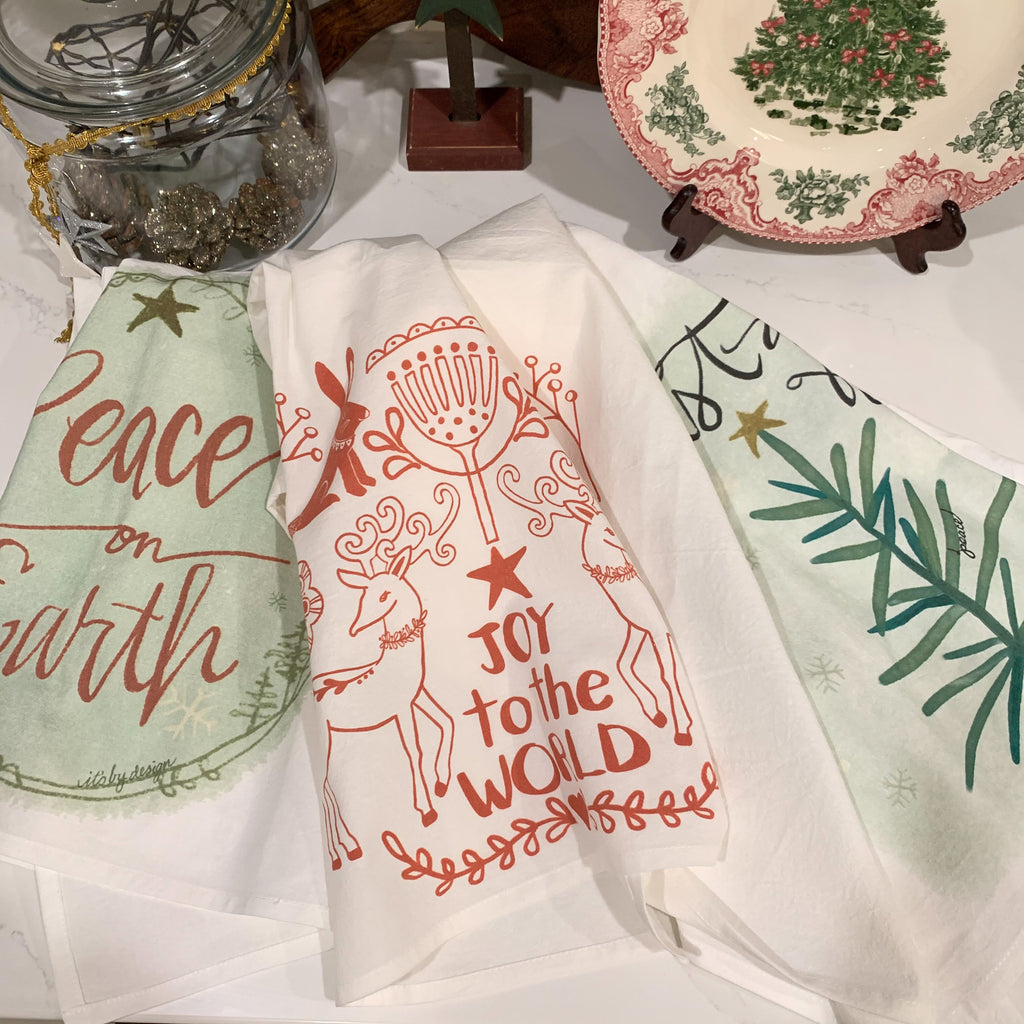 Three Trees Christmas towel, flour sack towel, Christmas gift, Hostess –  itsbydesign
